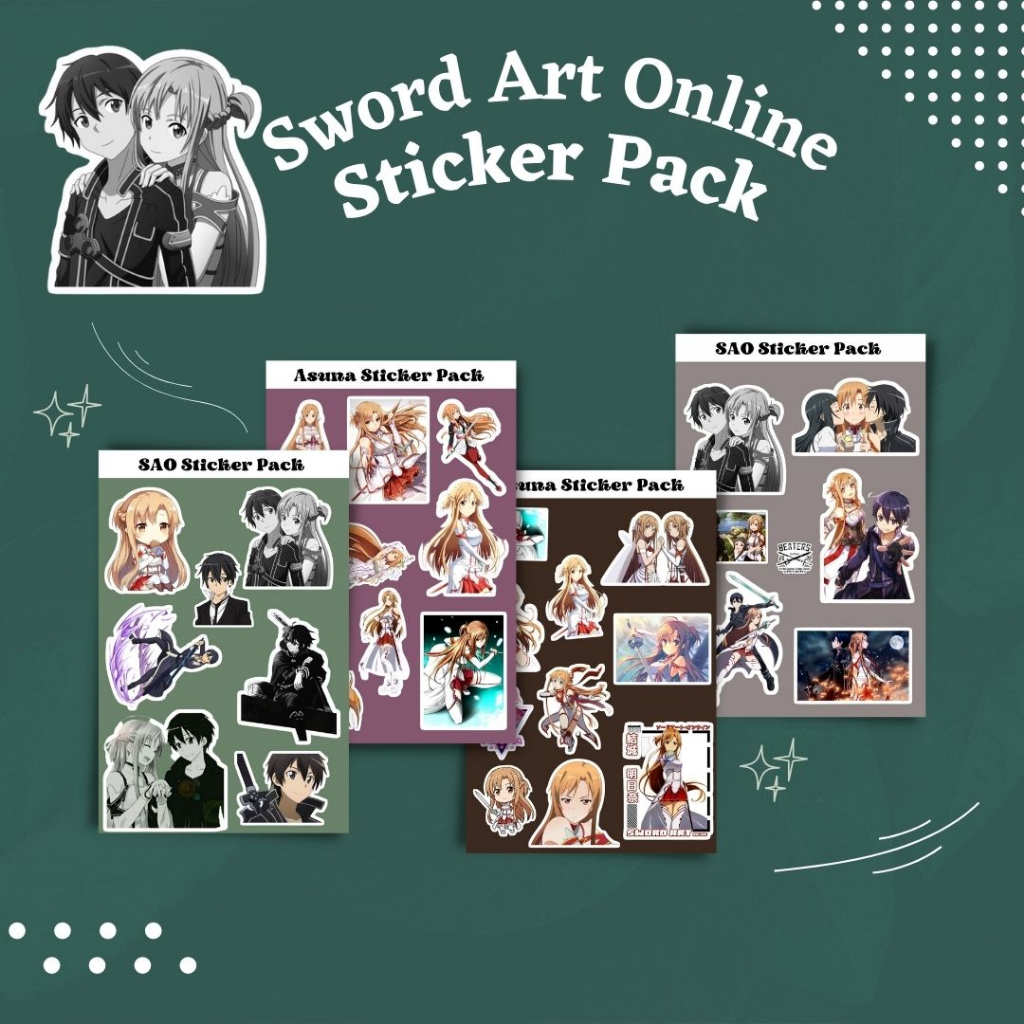 Sticker SWORD ART ONLINE sao kirito asuna chibi cute anime bisa custom stiker