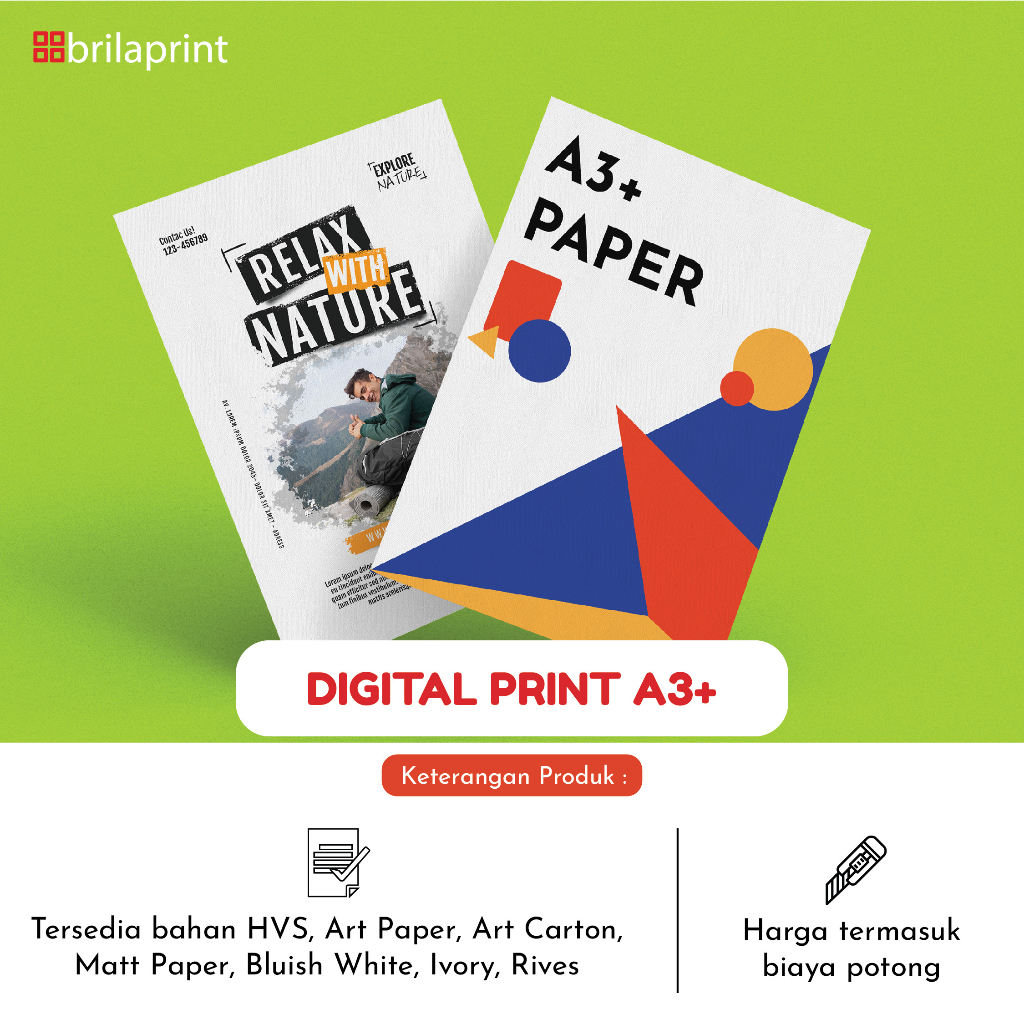 

Digital Print Kertas A3+ | Custom Ukuran | Sudah Dengan Cutting | Print 1 sisi dan 2 sisi