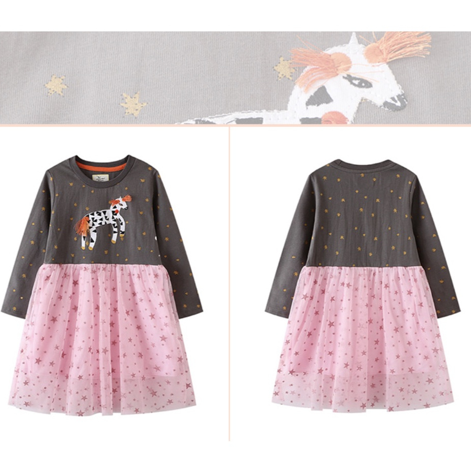 babyfit GREYUNIC PINK dress tutu premium cotton baju anak lengan panjang import ydm-0124