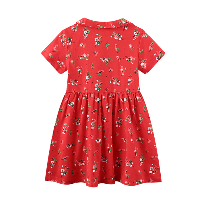 babyfit [2-7thn] dress RED GARDEN baju kerah lengan pendek gaun mini anak perempuan import ydm-0408