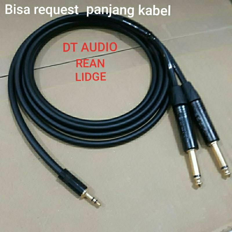 Kabel DT Audio 2 meter jack akai TRS 3,5 mm to 2 akai mono