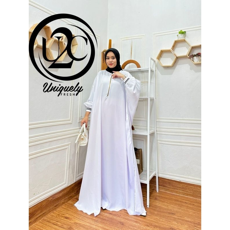 BASIC AMARA DRESS BY U2C - Busana Muslim Gamis Dress Jetblack Putih White Semi Kaftan Simple Formal
