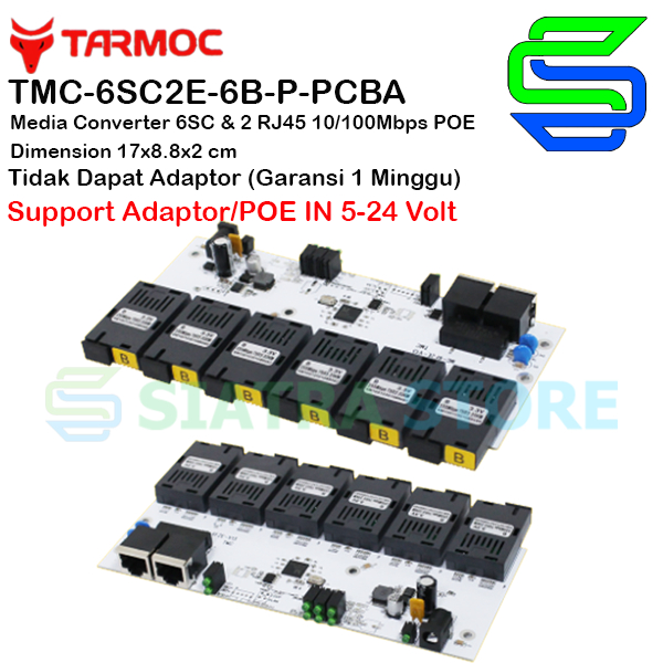 Tarmoc TMC-6SC2E-6B-P|6FO 2LAN 10/100 POE(5-24V) Media Converter PCB