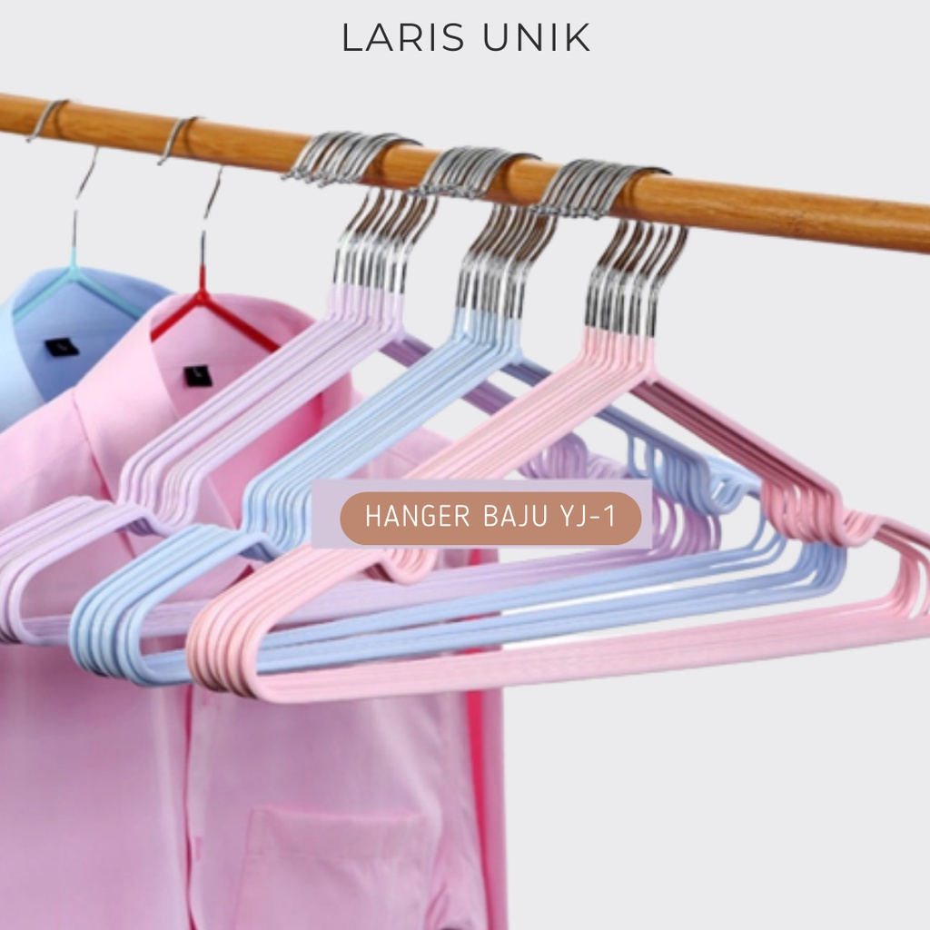 BARANG BARU Hanger Stenlis isi 10pcs Hanger Anti Karat Hanger Dewasa Neo Living / Gantungan Baju / Hanger Baja (1Pack 10 Pcs) GANTUNGAN BAJU WARNA PASTEL TOP Hanger Kawat Tebal Kuat Premium