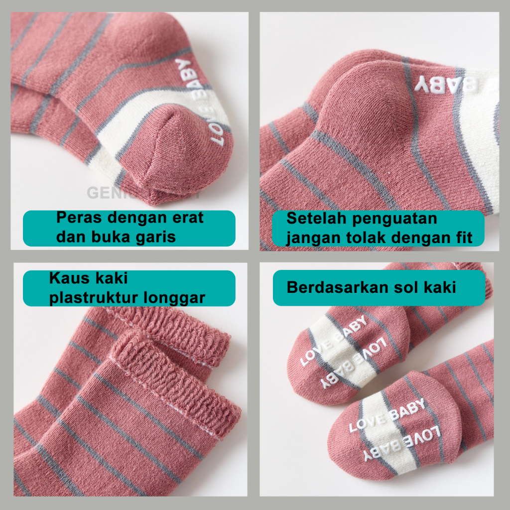 Genius Bala (0-12 Bulan)Kaos Kaki Bayi laki laki dengan bulu karang tebal Karakter Lucu Kartun Kaos Kaki kaus kaki Bayi perempuan