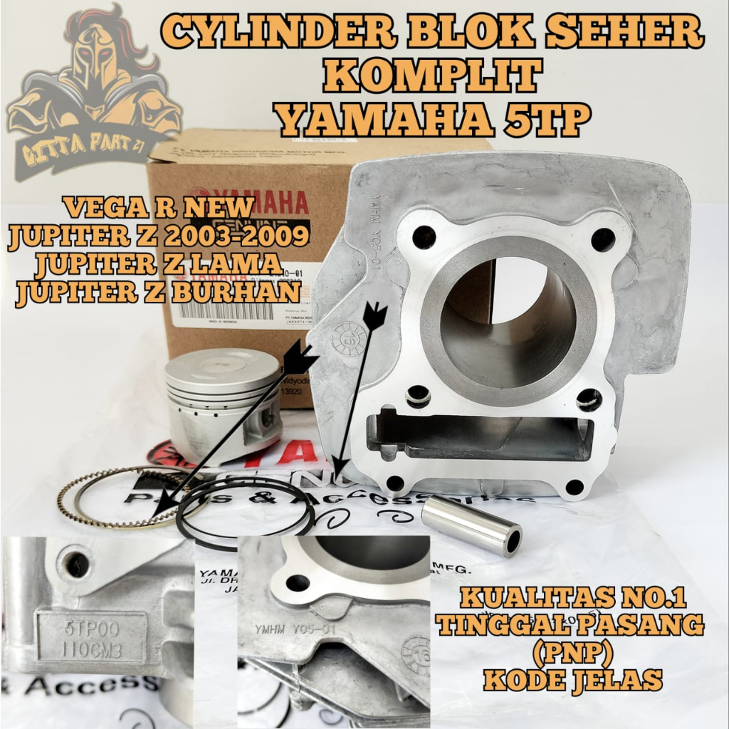 CYLINDER BLOK SEHER PISTON RING KOMPLIT YAMAHA 5TP KUALITAS ASLI ORIGINAL YAMAHA YGP  PRESISI TINGGAL PASANG BAHAN BERKUALITAS DAN DIJAMIN AWET JUPITER Z LAMA JUPITER Z BURHAN VEGA R NEW JUPITER Z OLD