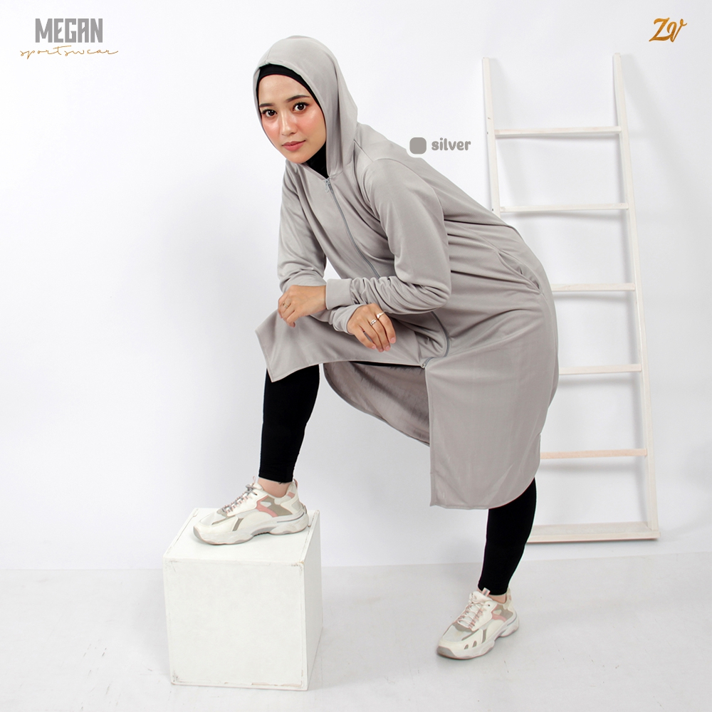 Megan Tunic Sporty l Baju Olahraga Panjang l Baju Muslimah Sporty l Sportwear By Zaneva l Jaket Olahraga