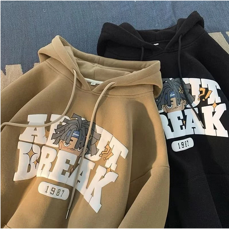 Parisdivarious Sweater Hoodie Jemper Muka Break Bahan Fleece Size S - XXL (Pria &amp; Wanita)