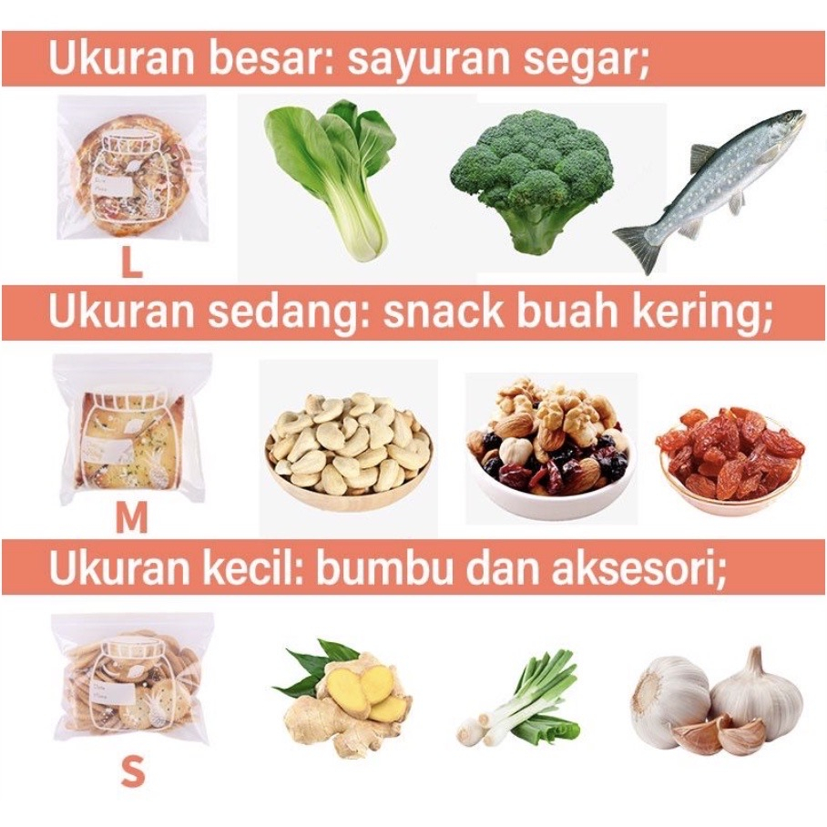 Kantong Plastik Kulkas Double Seal Ziplock Reusable Fresh Bag Penyimpan Makanan Sayuran Kantong Food Plastik Serbaguna