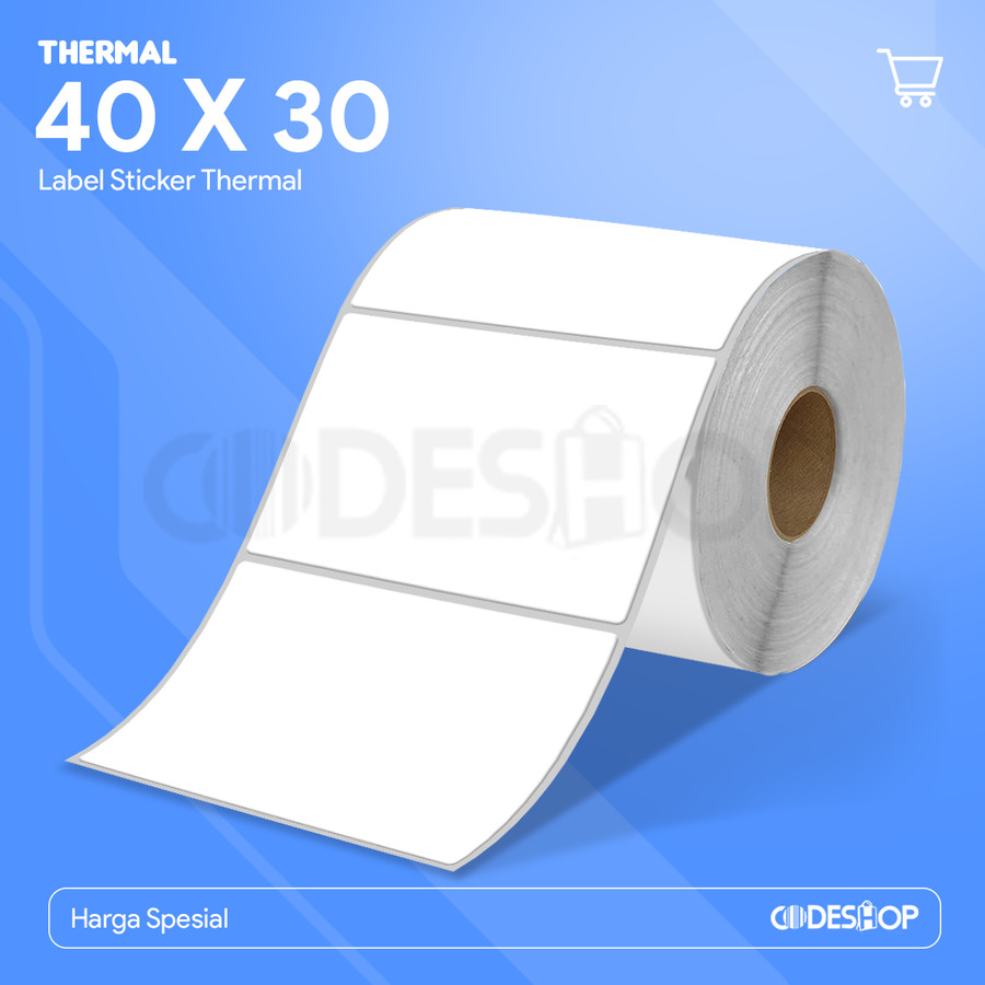 

Label Thermal 40 x 30 / 40x30 mm / 40x30mm isi 800 Pcs Stiker