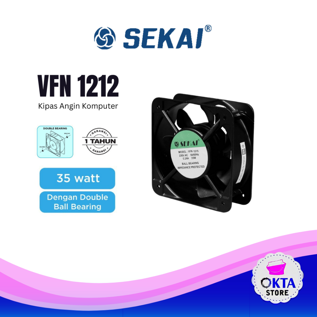 Sekai Kipas Angin Partisi Kipas Pendingin Komputer/CPU Cooling Fan VFN 1212 20 Watt