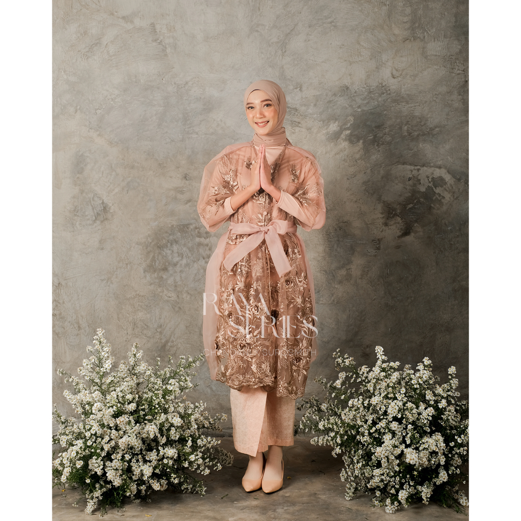 chandani.id • KENINGAR Outer Mocca | Kebaya Organza Mocca | Organza Outer Tulle 3D Premium | Kimono Mocca | Lebaran Kondangan Wisuda Lamaran Bridesmaid. outer kondangan. kebaya wisuda. outer brokat. by chandani