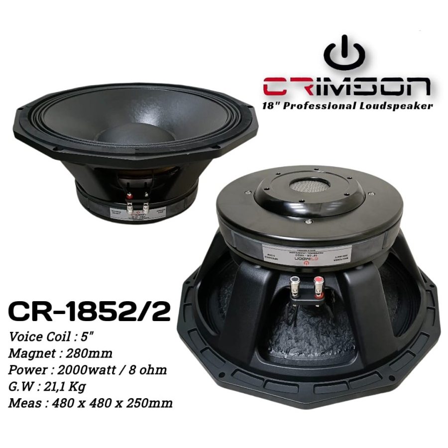 KOMPONEN SPEAKER CRIMSON CR-1852/2 SPEAKER 18 INCH CR 1852/2