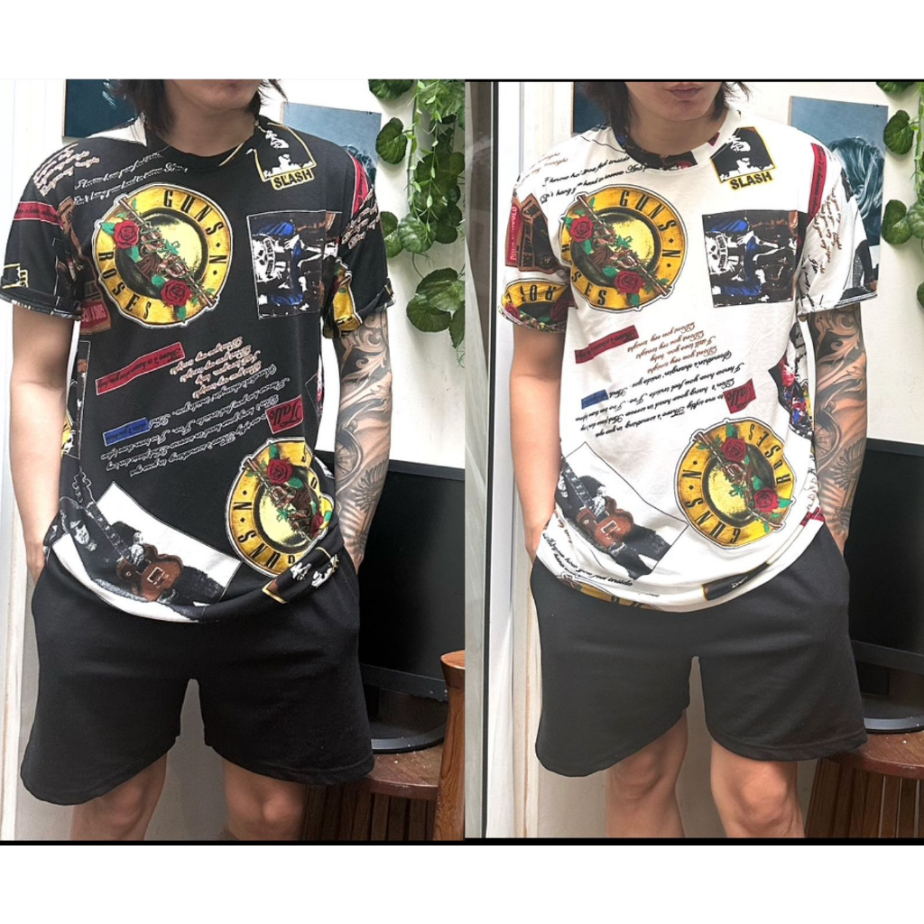 kaos distro kaos full printing KAOS GUN ROSES katun combad 28s premium ready size M L XL