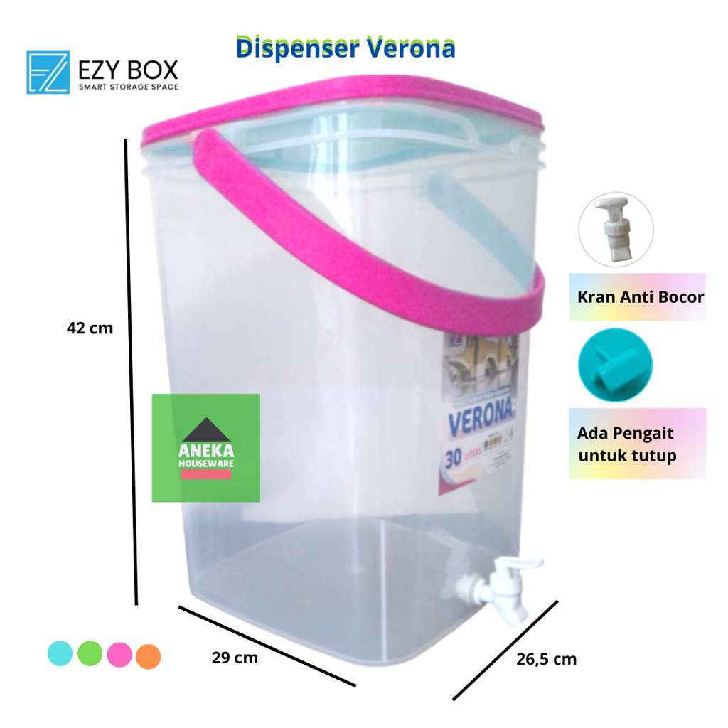 DRINK JAR TEMPAT AIR VERONA EZY 30 LITER TEMPAT AIR MINUM / TEMPAT JUALAN ES EMBER + KERAN