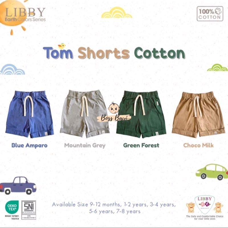 LIBBY - Tom Shorts Cotton / Celana Pendek Polos Bayi Anak