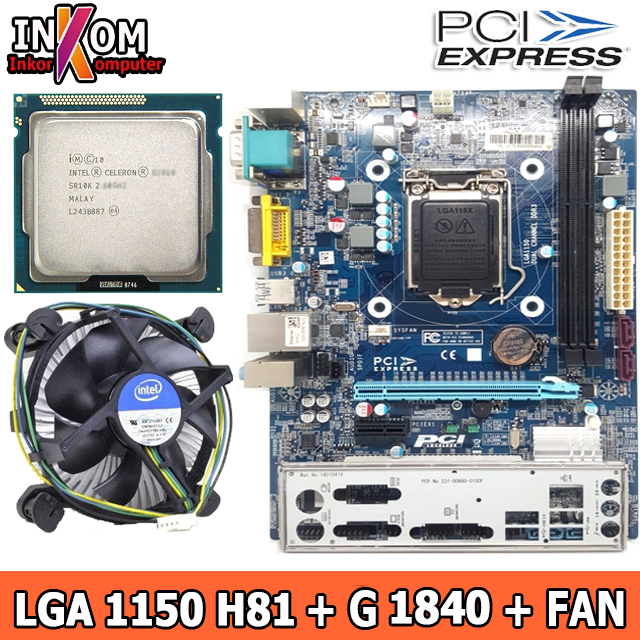 Mobo Paket Motherboard H81 Oem LGA 1150 + Processor G1840/G1850 Dan FAN