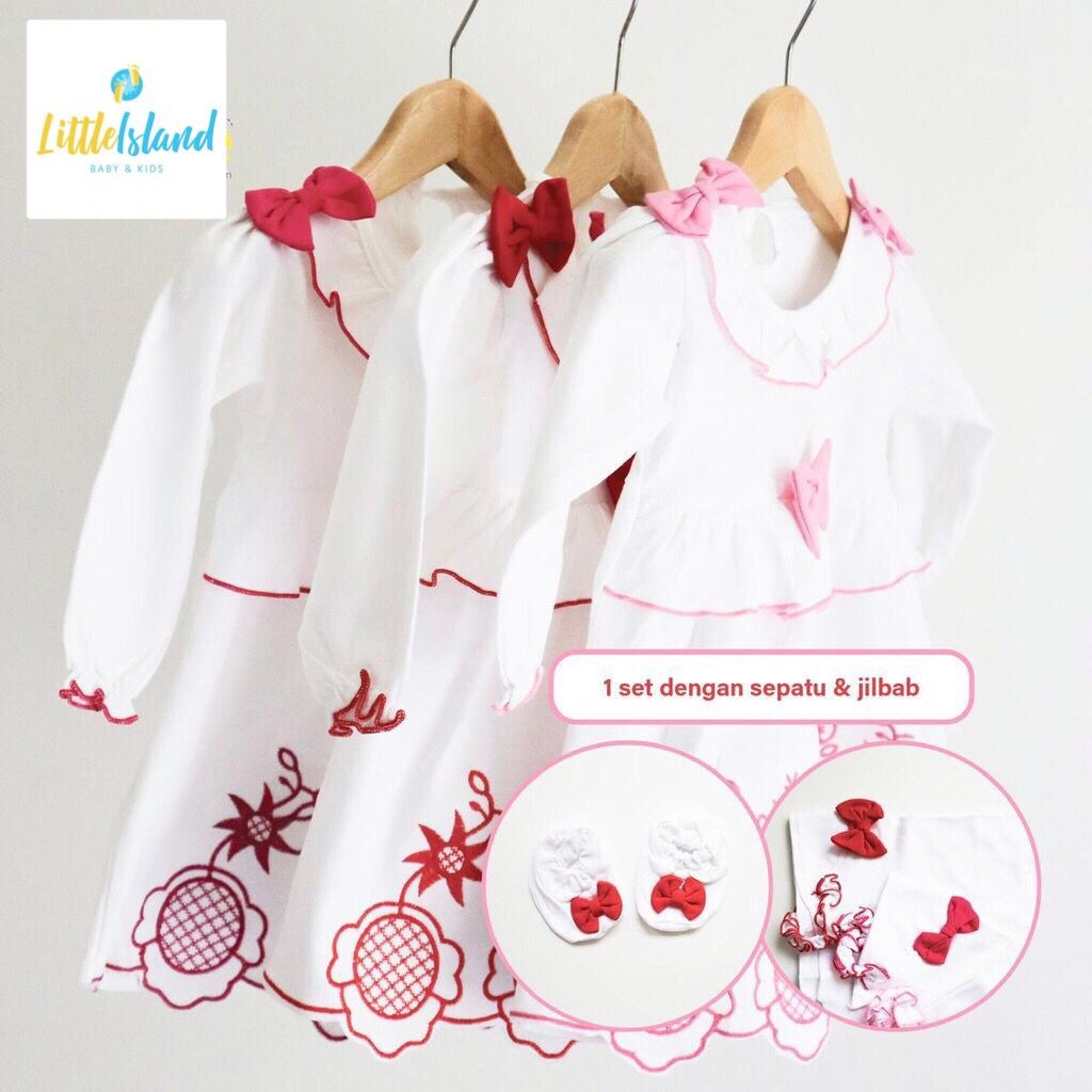 LIK054 Gamis Hijab Setelan anak /Turban /Dress Baju Muslim anak perempuan /baju lebaran anak/ aqiqah/ Fashion Gamis anak /Moslem Kids Suit