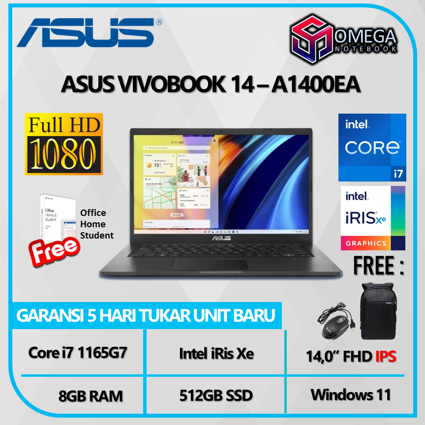 ASUS VIVOBOOK 14 A1400EA VIPS751/VIPS752  i7 1165G7 16GB 512GB 14.0&quot;FHD IPS