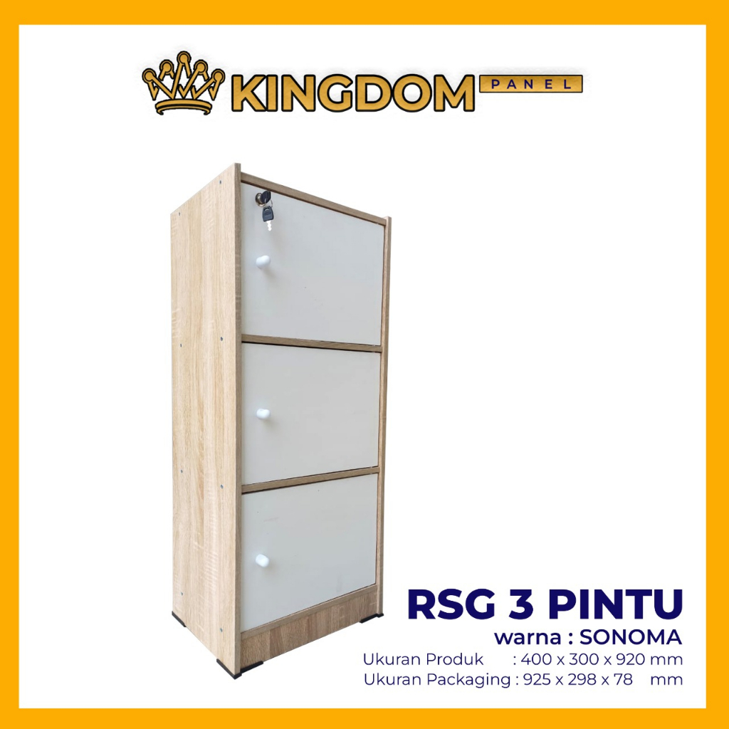 Lemari Rak Buku Pintu Kayu Serbaguna Susun 3