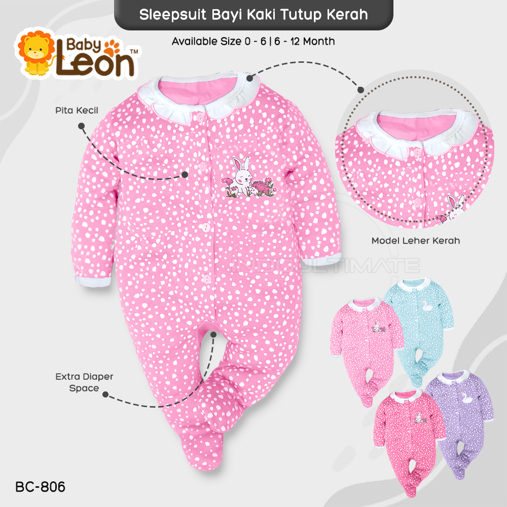 1 Pcs Jumpsuit Bayi Kaki Tutup Lengan Panjang Jumper Bayi Renda Kerut BABY LEON Jumper Bayi Perempuan Newborn BC-808 BC-806 BC-807 Baju Bayi Perempuan Baby Sleepsuit Baju Tidur Bayi Jumpsuit Panjang Kaki Tutup Pakaian Bayi