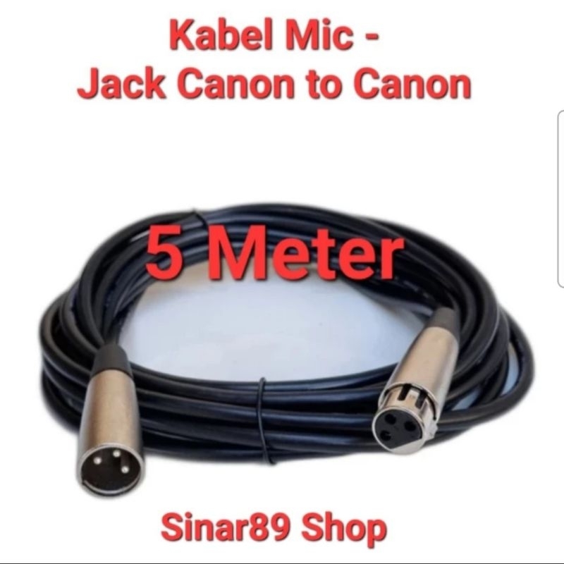 Kabel Mic 5 Meter Canon to Canon Male to Female 3 Pin