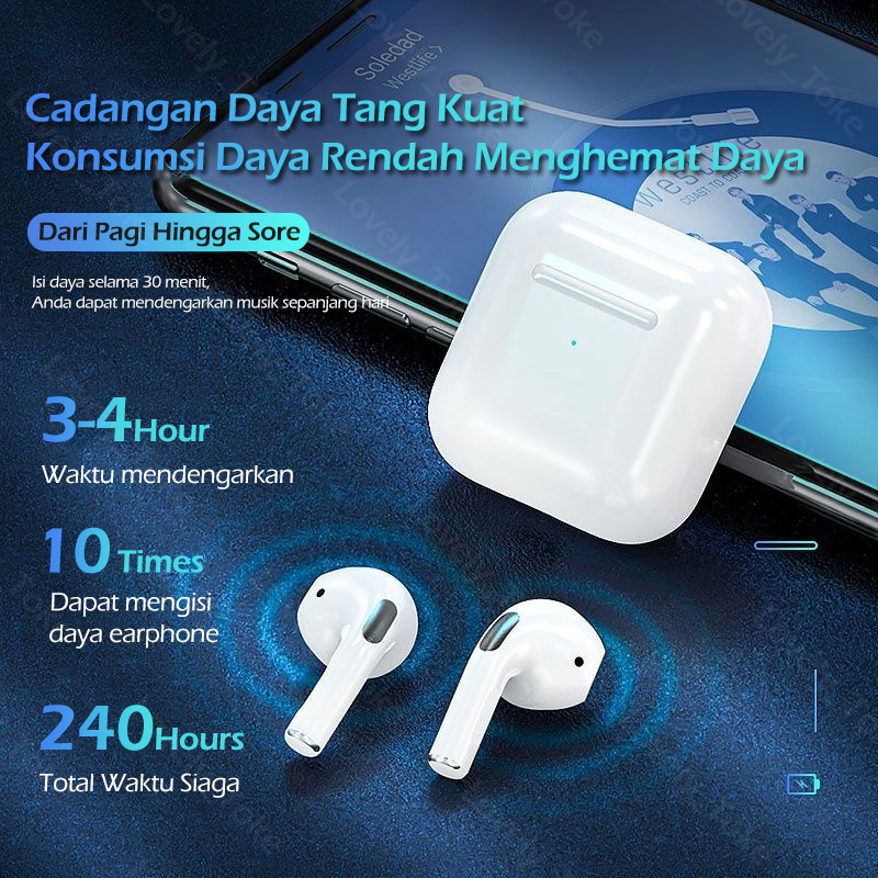 Pro 4 Headset Bluetooth TWS with Mic Smart Touch Control Earphone Bluetooth HiFi Stereo Handset Wireless Earbuds Olahraga Tahan Air Henset Bloetooth Hedset