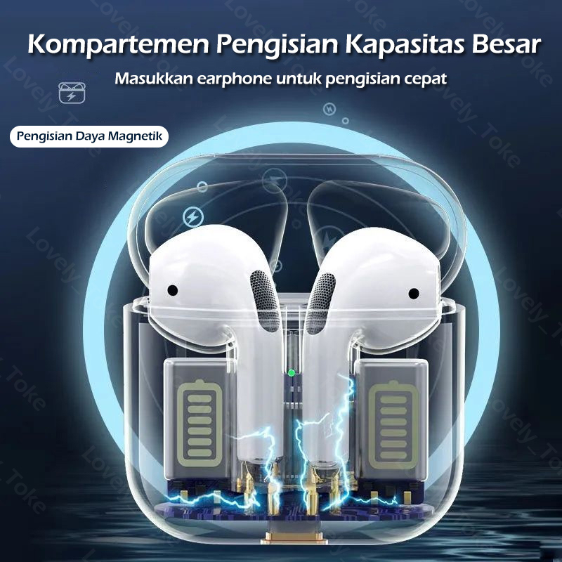 Pro 4 Headset Bluetooth TWS with Mic Smart Touch Control Earphone Bluetooth HiFi Stereo Handset Wireless Earbuds Olahraga Tahan Air Henset Bloetooth Hedset