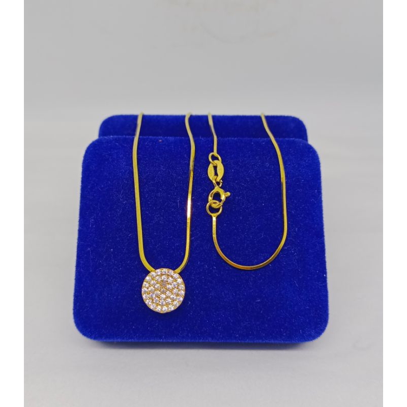 kaling kasandra + liontin tusuk bulat pipih mp full/ kalung perak asli silver 925 lapis emas/ kalung fashion terbaru