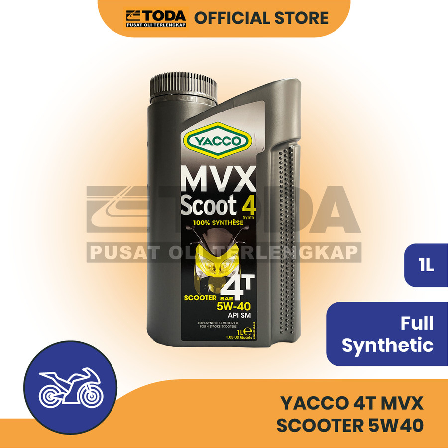 Oli Yacco 4T MVX Scooter 5W-40 1L Original Oli Mesin Motor Matic