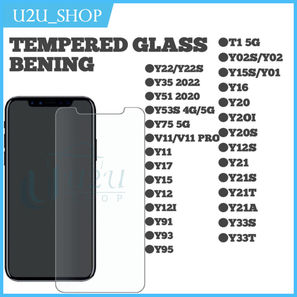 Tempered Glass Bening Vivo T1 5g Y02s Y02 Y15s Y01 Y16 Y20 Y20i Y20s Y12s Y21 Y21s Y21t Y21a Y33s Y33t Y22 Y22s Y35 Y51 Y53s Y75 5g V11 Pro Y11 Y17 Y15 Y12 Y12i Y91 Y93 Y95
