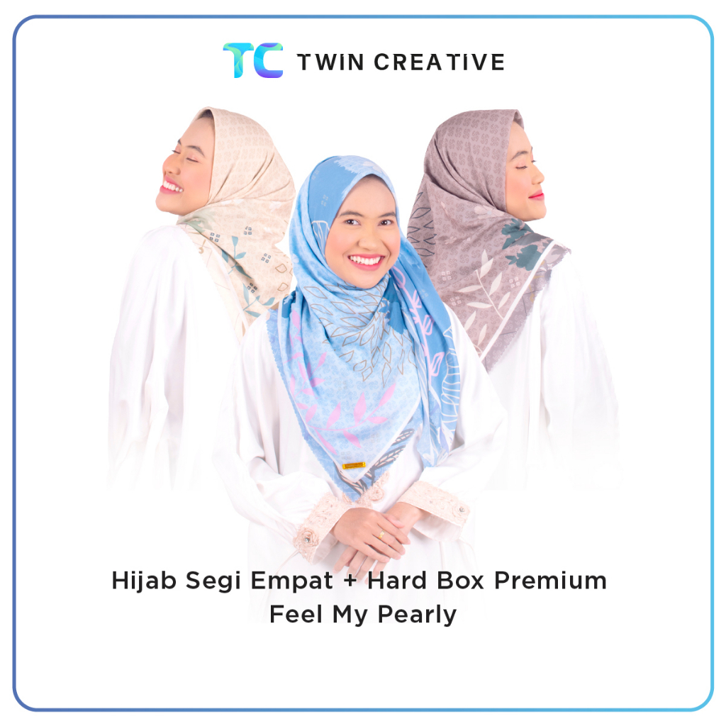 Twindigital Hadiah Hijab Segi Empat Feel My Pearly Kerudungan Lasercut - Souvenir Jilbab Voal + Hard Box Premium