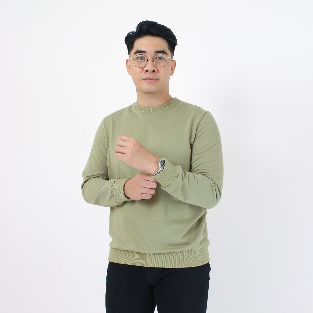 Volda Basic Crewneck Sweater Baby Terry (Olive Green)