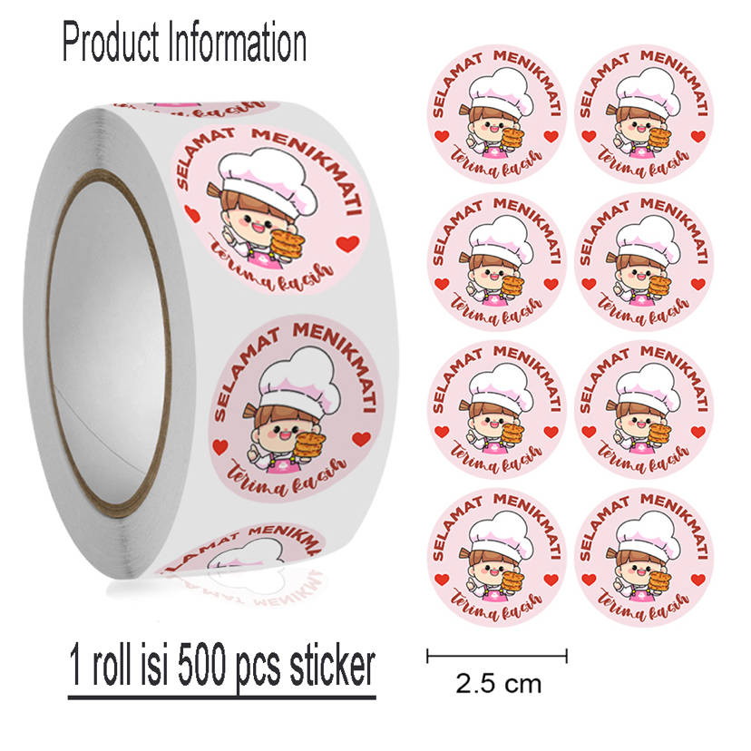 

TW-ST08 Stiker Makanan 1Roll Isi 500pcs Stiker Serbaguna Stiker Selamat Menikmati Terima Kasih