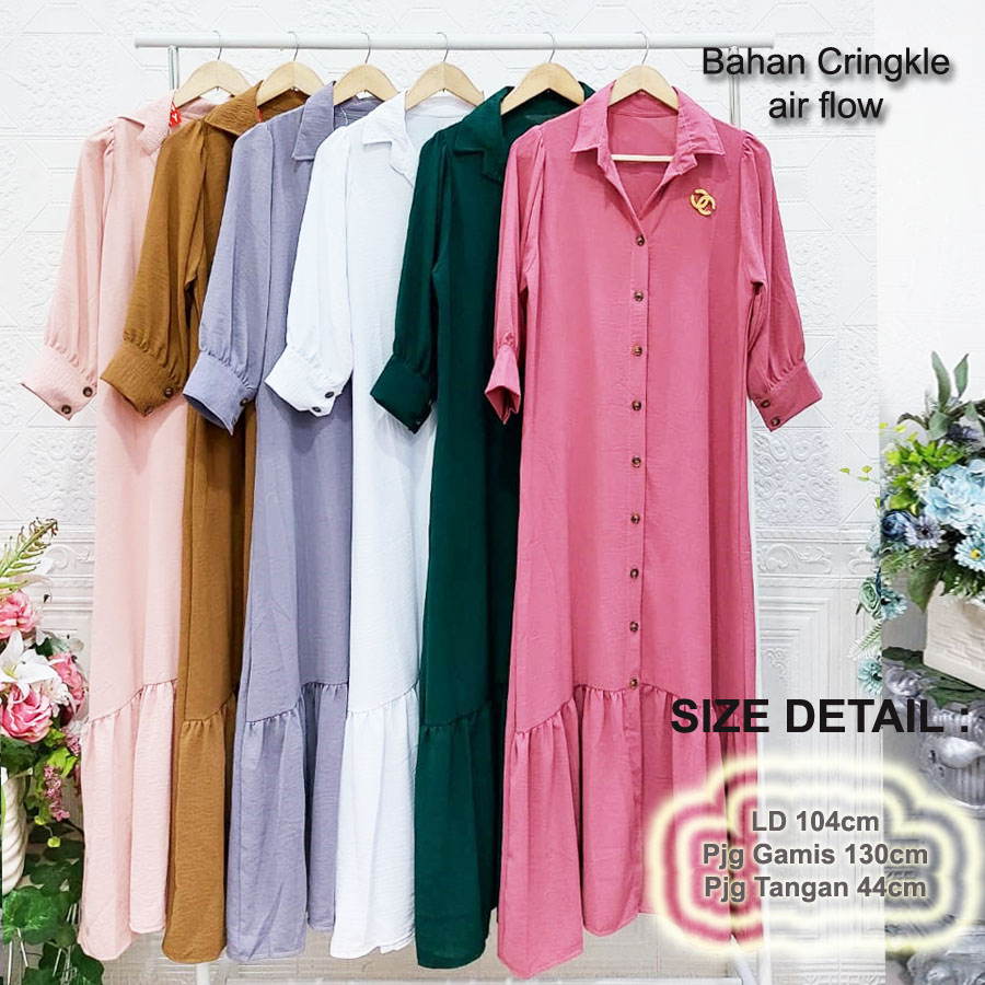 CARLINA GAMIS JEHANA DRESS PANJANG CRINGKLE PREMIUM AIRFLOW