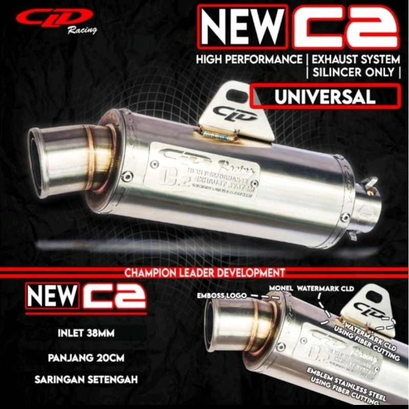 Silencer Only Knalpot CLD Racing type New C2 Bulat inlet 38