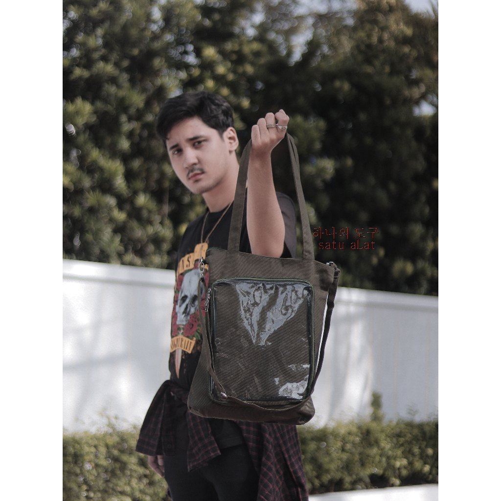 SATU ALAT Tas Selempang + Tote Bag HARANA TRANSPARAN 100% Canvas Premium Tebal Tas Kanvas