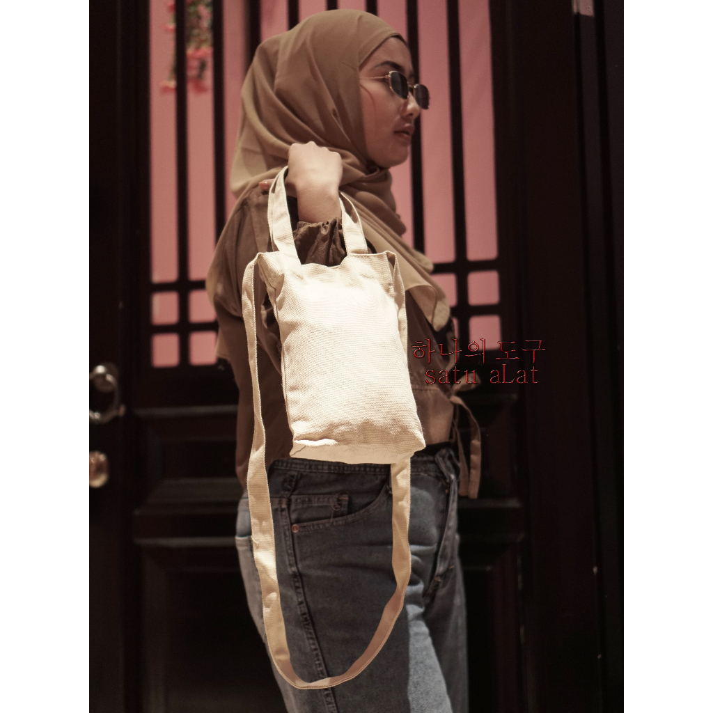 SATU ALAT Tas Selempang Aesthetic MINIKA 100% Canvas Premium Tebal Tas Kanvas