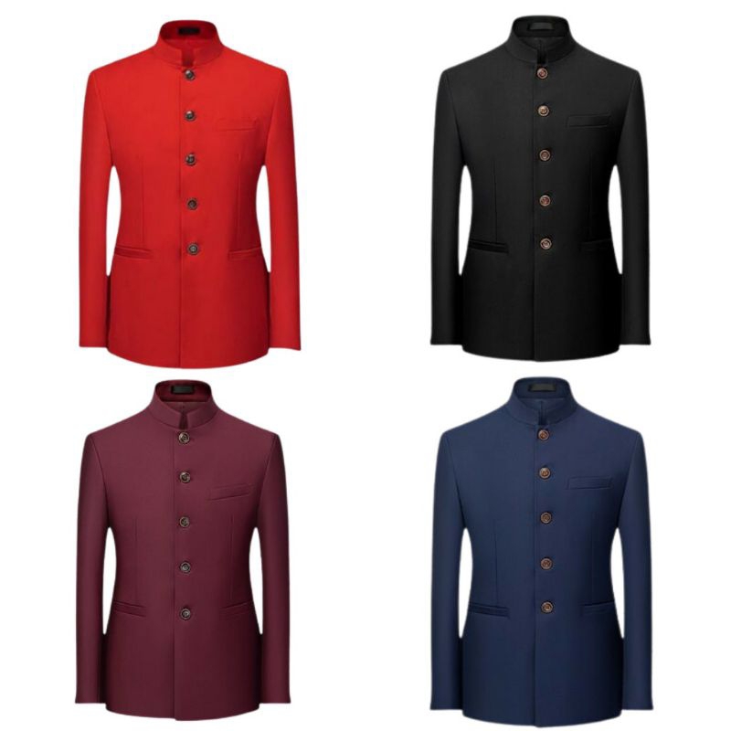 Jas Koko pria Jas mandarin Blazer IP Man Jas Muslim Blazer pria