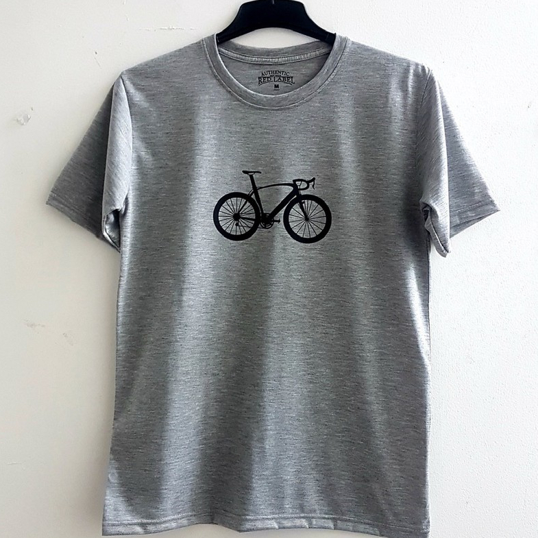 Kaos / T-Shirt RED LABEL Abu Abu Sablon Sepeda Hitam ( katunmix )