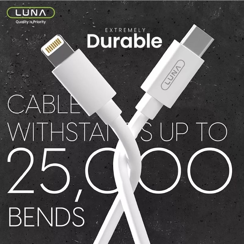 Luna Cable Data ip 11 pro pro max  Lightning Original Fast Charging iP Kabel Data Type-C to Lightning iP PD15W Garansi Resmi 2 tahun