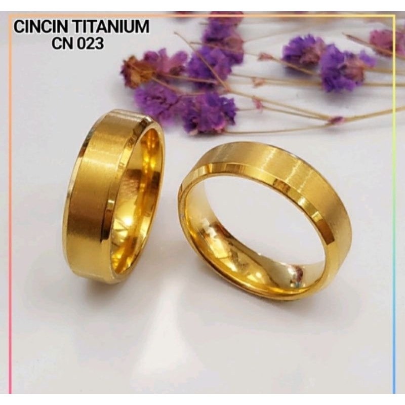 Cincin Gold Titanium Polos Single Cincin Tunangan pria wanita