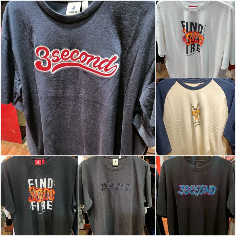 Kaos Pria lengan pendek brand Three second Original 100% (S-XL)