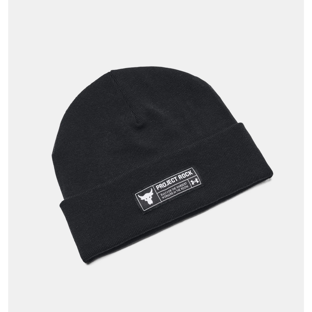Under Armour UA Project Rock Beanie Black 1373109-001 Topi Original