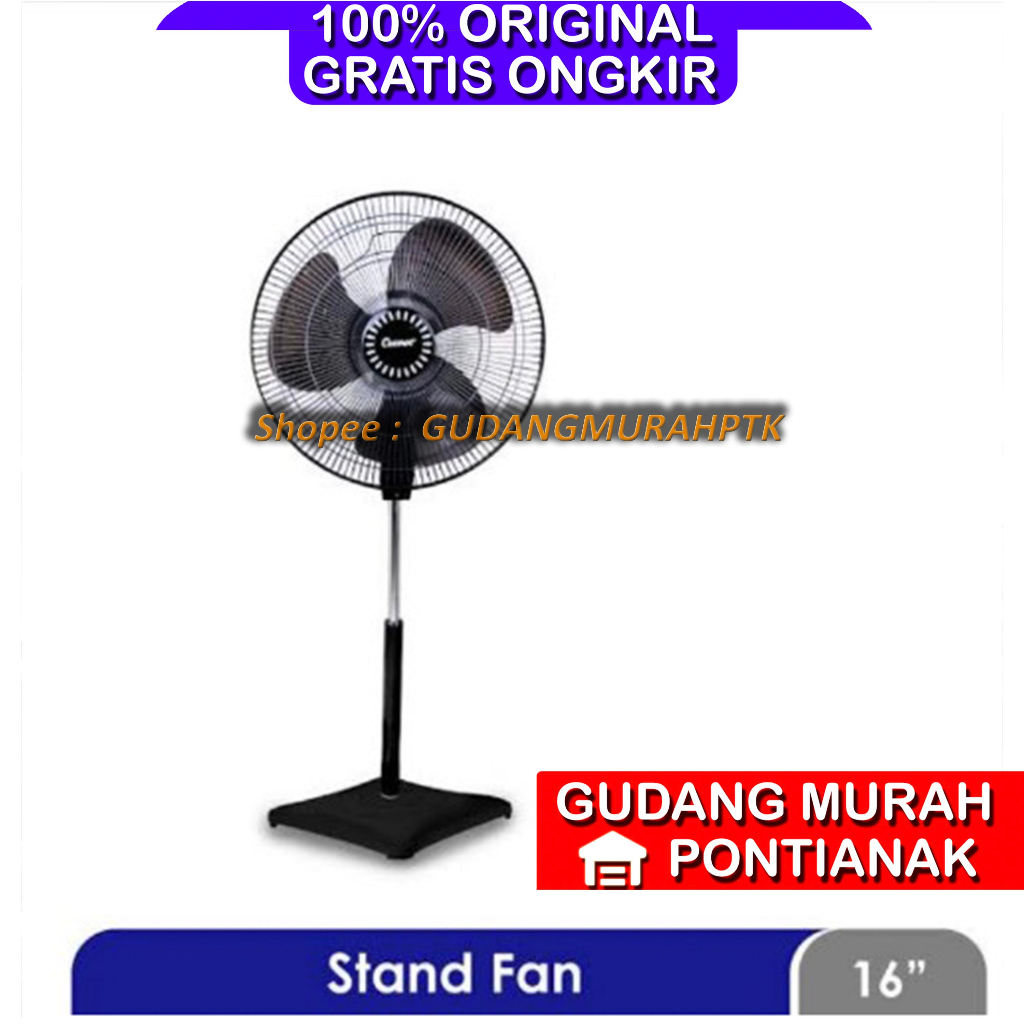 Cosmos Kipas Angin Berdiri Stand Fan 16SDB 16 SDB Black Kaki Pemberat Segi empat