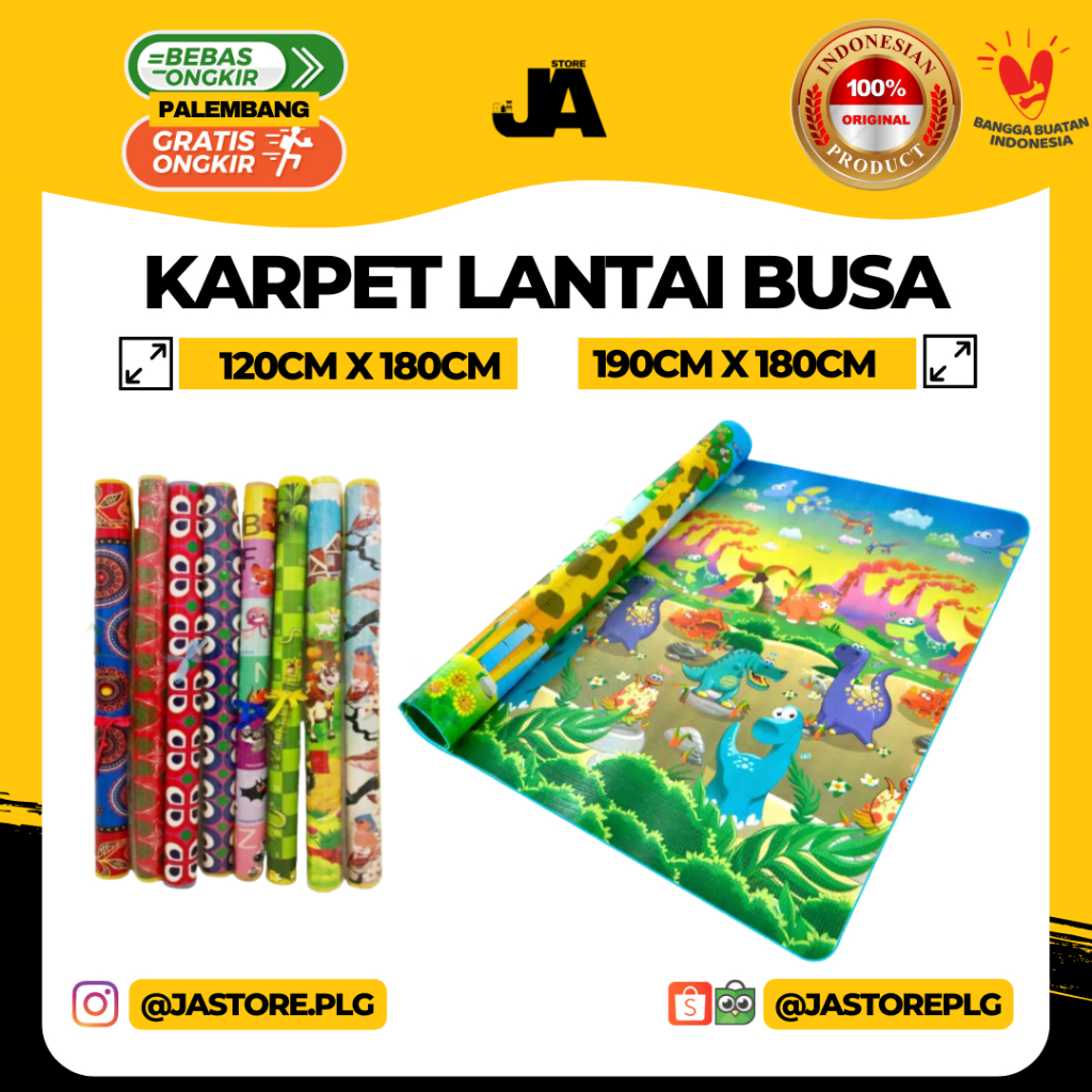 Karpet Tikar Lantai Plastik Busa / Spon Matras Gulung Karakter Aneka Gambar / Murah / Berkualitas / 