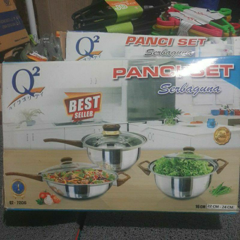 Panci Stainless Q2-7206 atau Q2-7208TL/Panci serbaguna masak