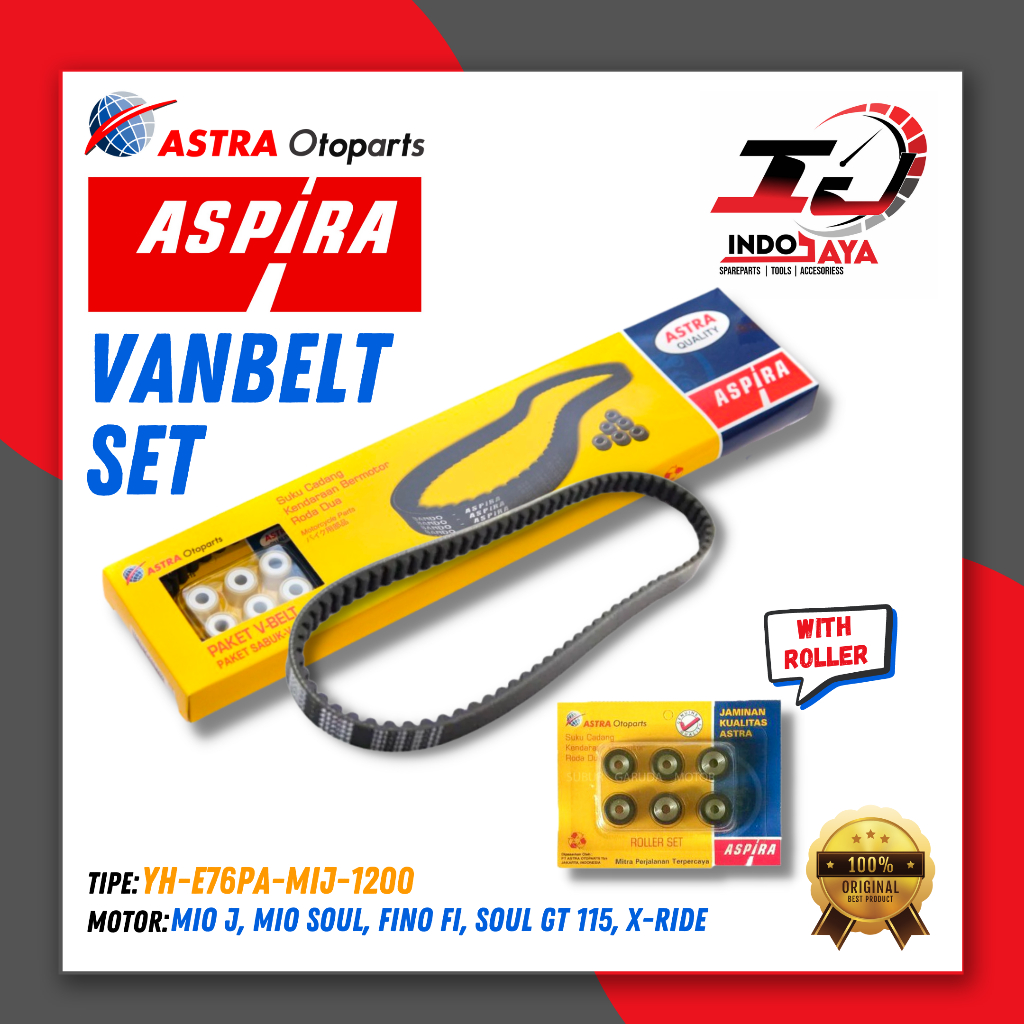 [BAYAR DI TEMPAT] ASPIRA VANBELT + ROLLER (ASSY) MIO J / SOUL / GT 115 / RIDE / FINO FI / VBELT / V-