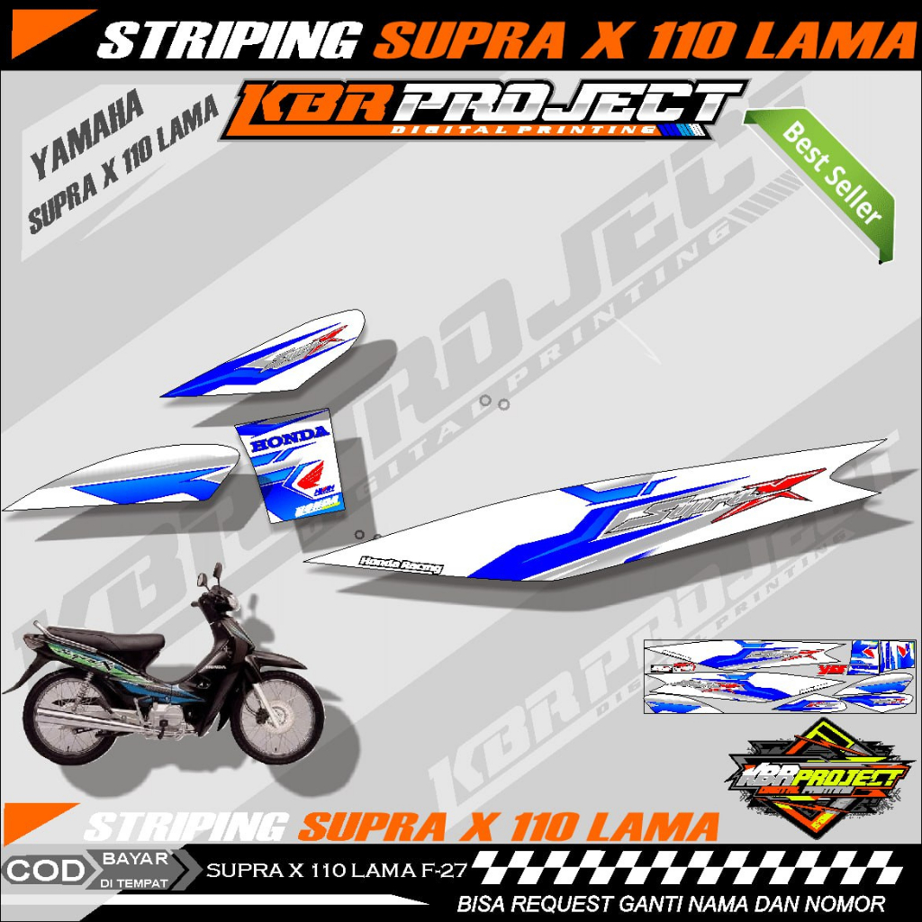 SUPRA X 110 STIKER MOTOR KEREN Stiker Striping SUPRA X 110 Lis Variasi Stiker Motor HONDA Desain Rac
