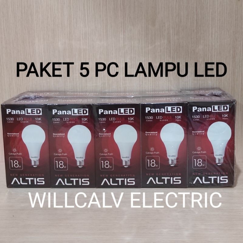 Paket 5 pc Lampu led BULB PANALED ALTIS 18W Cahaya putih E27 6500K